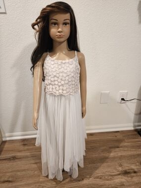 Zhenzi Pink Crochet Bodice White Tulle Party Dress